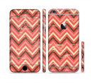 The Scratched Coral & Brown Layered Chevron V2 Sectioned Skin Series for the Apple iPhone 6/6s