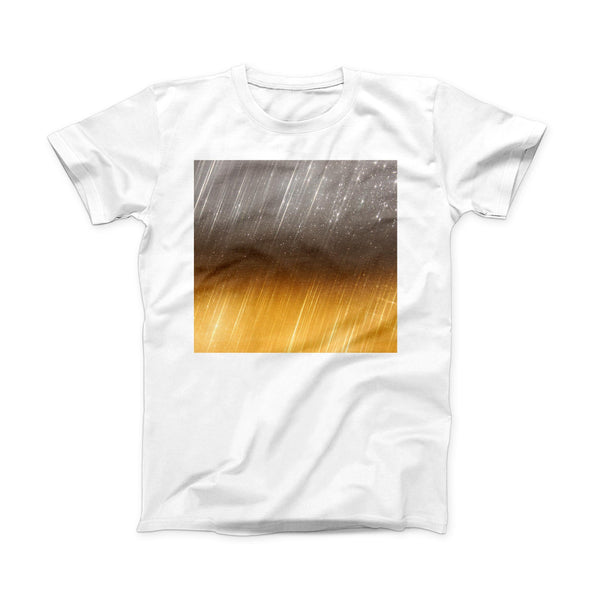 The Scratched Gold and Silver Surface ink-Fuzed Front Spot Graphic Unisex Soft-Fitted Tee Shirt