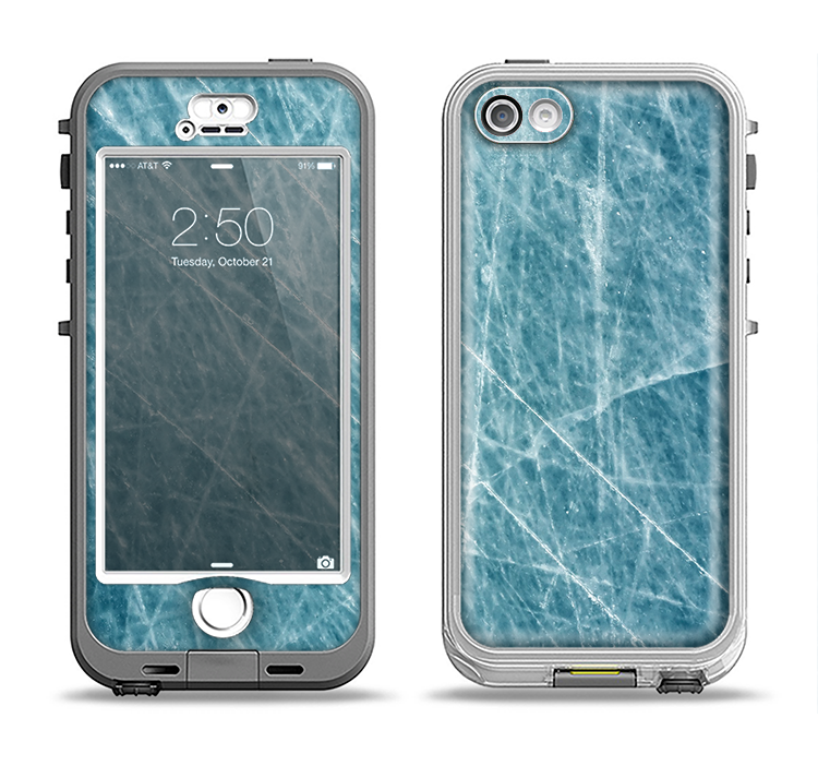 The Scratched Iced Surface Apple iPhone 5-5s LifeProof Nuud Case Skin Set