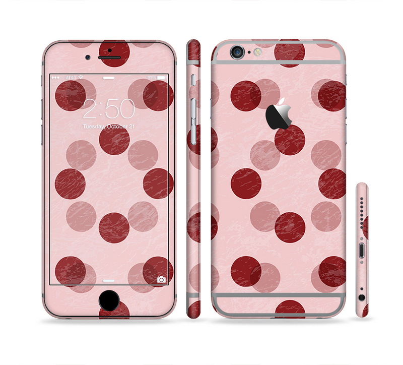 The Scratched & Scatterd Pink Polkadots Sectioned Skin Series for the Apple iPhone 6/6s