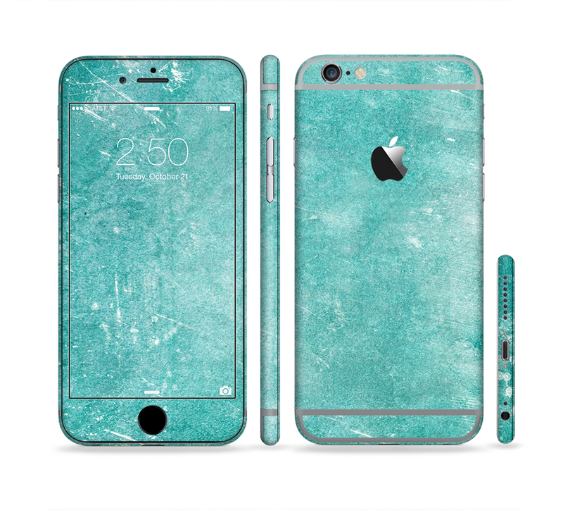 The Scratched Turquoise Surface Sectioned Skin Series for the Apple iPhone 6/6s