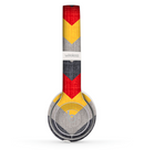 The Scratched Yellow & Red Accented Chevron Pattern V3 Skin Set for the Beats by Dre Solo 2 Wireless Headphones