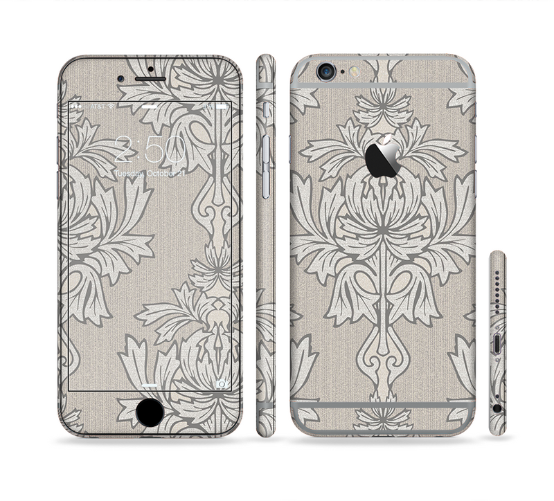 The Seamless Tan Floral Pattern Sectioned Skin Series for the Apple iPhone 6/6s
