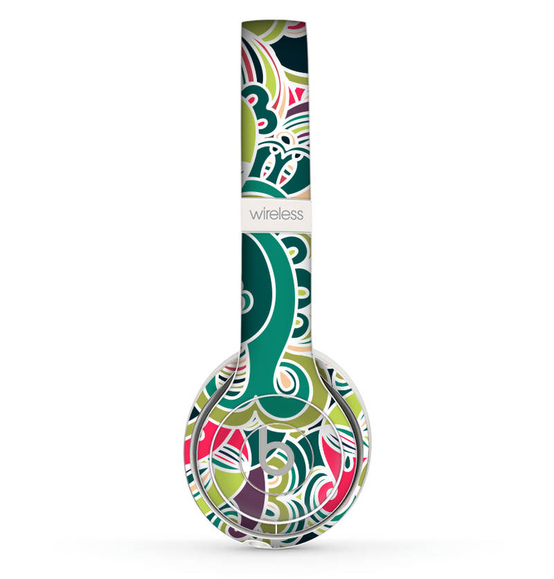 The Shades of Green Swirl Pattern V32 Skin Set for the Beats by Dre Solo 2 Wireless Headphones