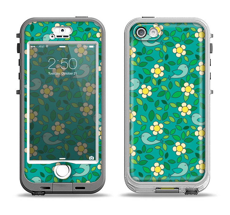 The Shades of Green Vector Flower-Bed Apple iPhone 5-5s LifeProof Nuud Case Skin Set