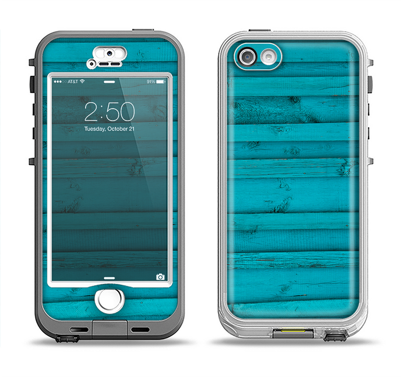 The Signature Blue Wood Planks Apple iPhone 5-5s LifeProof Nuud Case Skin Set