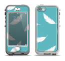 The Simple White Feathered Blue Apple iPhone 5-5s LifeProof Nuud Case Skin Set