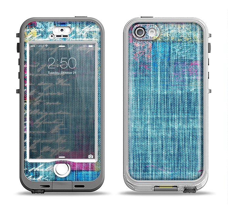 The Sketched Blue Word Surface Apple iPhone 5-5s LifeProof Nuud Case Skin Set