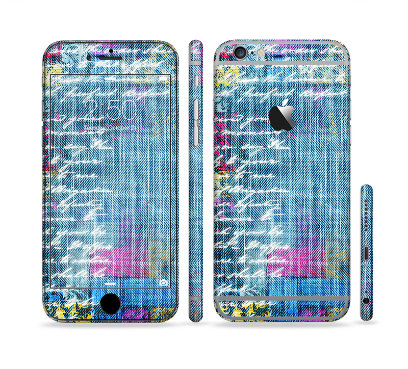 The Sketched Blue Word Surface Sectioned Skin Series for the Apple iPhone 6/6s