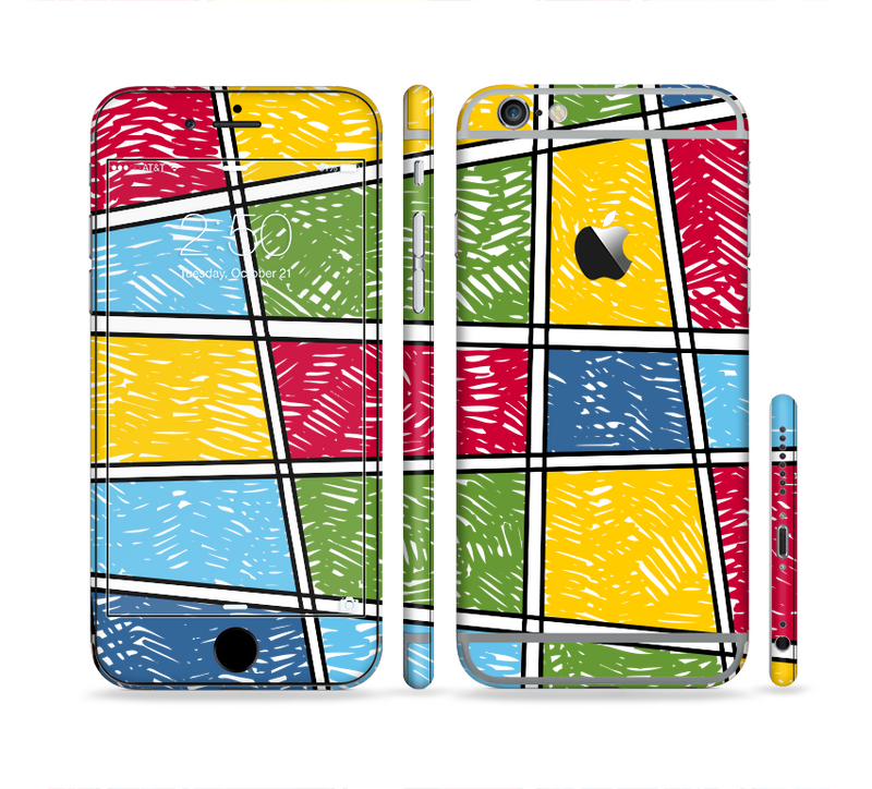 The Sketched Colorful Uneven Panels Sectioned Skin Series for the Apple iPhone 6/6s