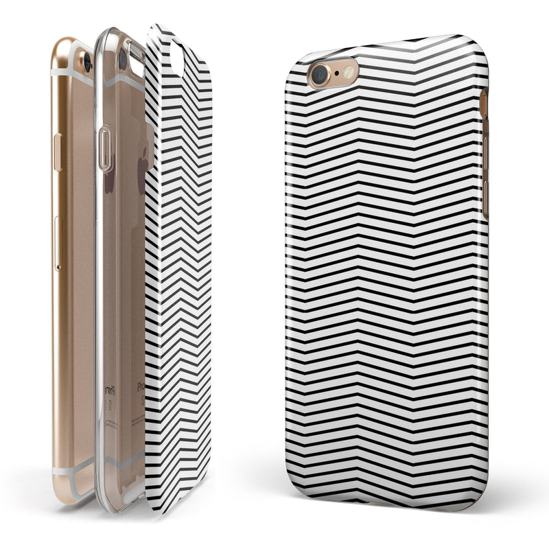 The Slate Black Chevron Pattern with Clear Backing iPhone 6/6s or 6/6s Plus 2-Piece Hybrid INK-Fuzed Case
