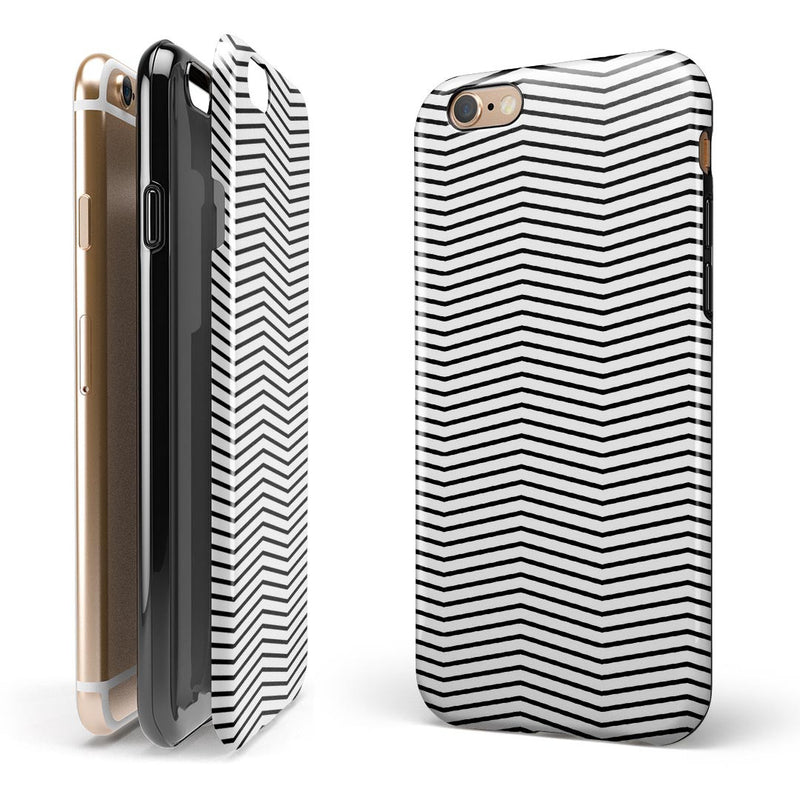 The Slate Black Chevron Pattern with Clear Backing iPhone 6/6s or 6/6s Plus 2-Piece Hybrid INK-Fuzed Case