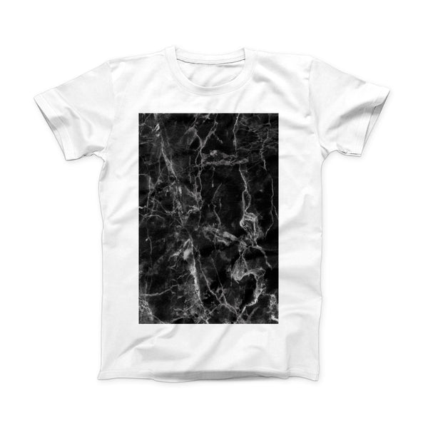 The Smooth Black Marble ink-Fuzed Front Spot Graphic Unisex Soft-Fitted Tee Shirt
