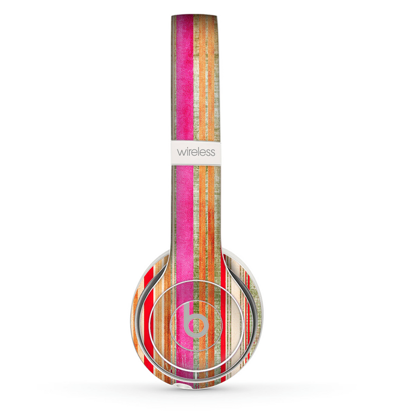 The Smudged Pink Painted Stripes Pattern Skin Set for the Beats by Dre Solo 2 Wireless Headphones