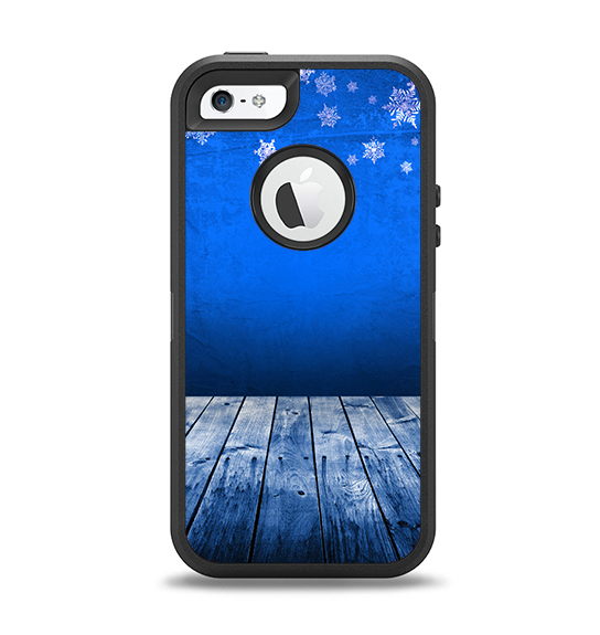 The Snowy Blue Wooden Dock Apple iPhone 5-5s Otterbox Defender Case Skin Set