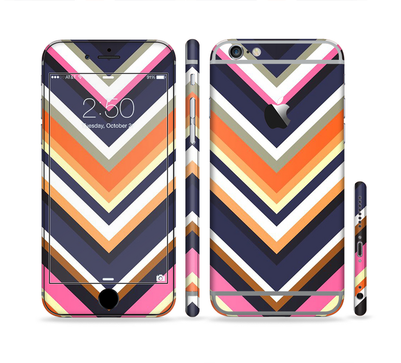 The Solid Pink & Blue Colored Chevron Pattern Sectioned Skin Series for the Apple iPhone 6/6s