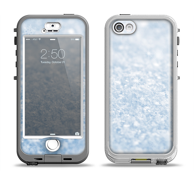 The Sparkly Snow Texture Apple iPhone 5-5s LifeProof Nuud Case Skin Set
