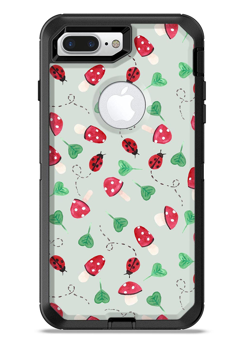 The Sping Lady Bug and Heart Clovers - iPhone 7 or 7 Plus Commuter Case Skin Kit