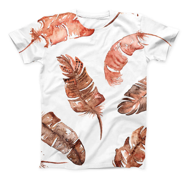 The Splattered Burnt Orange Feathers ink-Fuzed Unisex All Over Full-Printed Fitted Tee Shirt