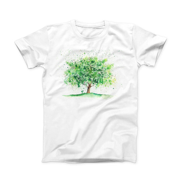 The Splattered Watercolor Tree of Life ink-Fuzed Front Spot Graphic Unisex Soft-Fitted Tee Shirt