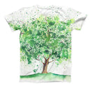 The Splattered Watercolor Tree of Life ink-Fuzed Unisex All Over Full-Printed Fitted Tee Shirt