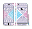 The Squared Pink & Blue Textile Patterns Sectioned Skin Series for the Apple iPhone 6/6s Plus