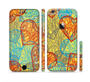The Squiggly Red & Blue Hearts Over Yellow Sectioned Skin Series for the Apple iPhone 6/6s