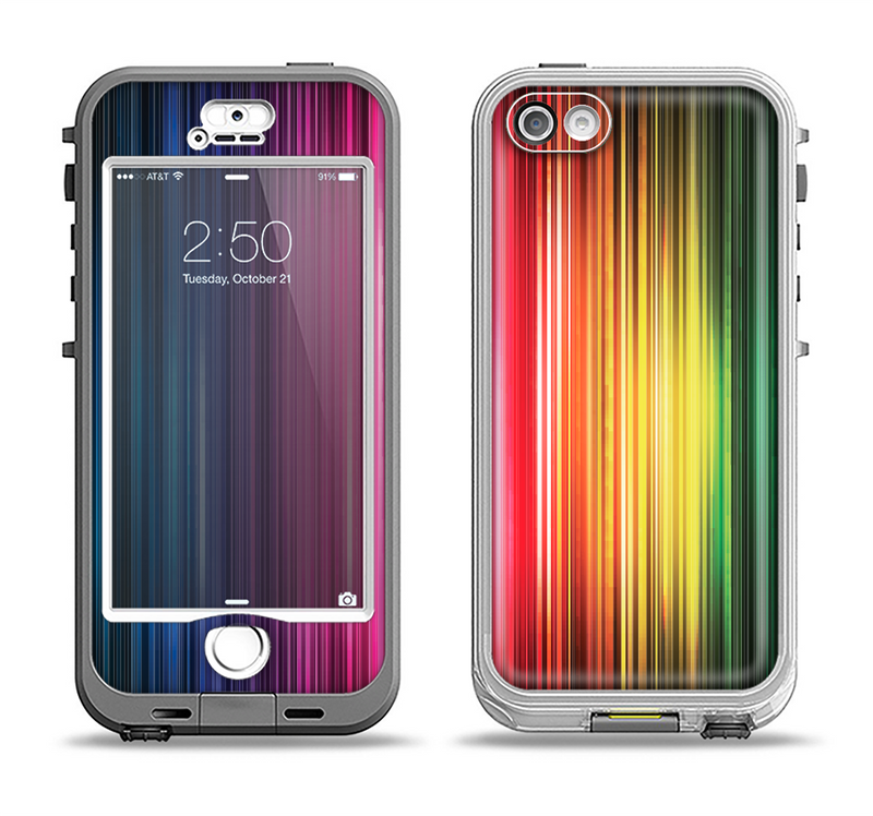 The Straight Abstract Vector Color-Strands Apple iPhone 5-5s LifeProof Nuud Case Skin Set