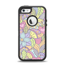 The Subtle Abstract Flower Pattern Apple iPhone 5-5s Otterbox Defender Case Skin Set