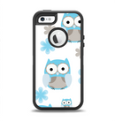 The Subtle Blue Cartoon Owls Apple iPhone 5-5s Otterbox Defender Case Skin Set