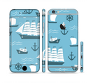 The Subtle Blue Ships and Anchors Sectioned Skin Series for the Apple iPhone 6/6s