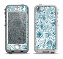 The Subtle Blue Sketched Lace Pattern V21 Apple iPhone 5-5s LifeProof Nuud Case Skin Set