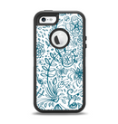 The Subtle Blue Sketched Lace Pattern V21 Apple iPhone 5-5s Otterbox Defender Case Skin Set