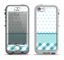 The Subtle Blue & White Plaid with Polka Dots Apple iPhone 5-5s LifeProof Nuud Case Skin Set