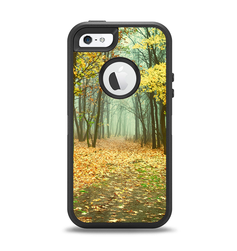 The Subtle Gold Autumn Forrest Apple iPhone 5-5s Otterbox Defender Case Skin Set