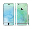 The Subtle Green & Blue Watercolor Sectioned Skin Series for the Apple iPhone 6/6s Plus