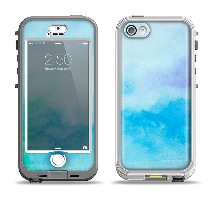 The Subtle Green & Blue Watercolor V2 Apple iPhone 5-5s LifeProof Nuud Case Skin Set