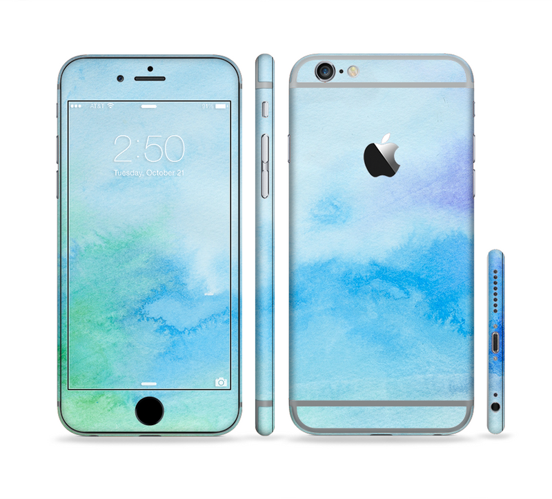 The Subtle Green & Blue Watercolor V2 Sectioned Skin Series for the Apple iPhone 6/6s