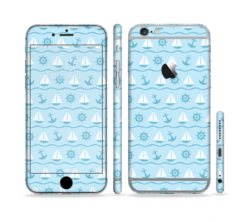 The Subtle Nautical Sailing Pattern Sectioned Skin Series for the Apple iPhone 6/6s