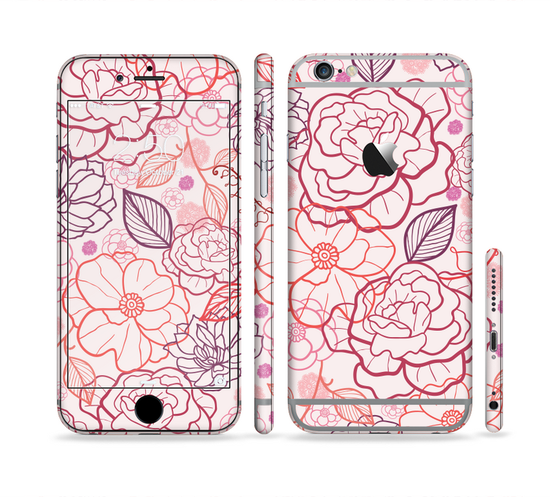 The Subtle Pink Floral Illustration Sectioned Skin Series for the Apple iPhone 6/6s Plus