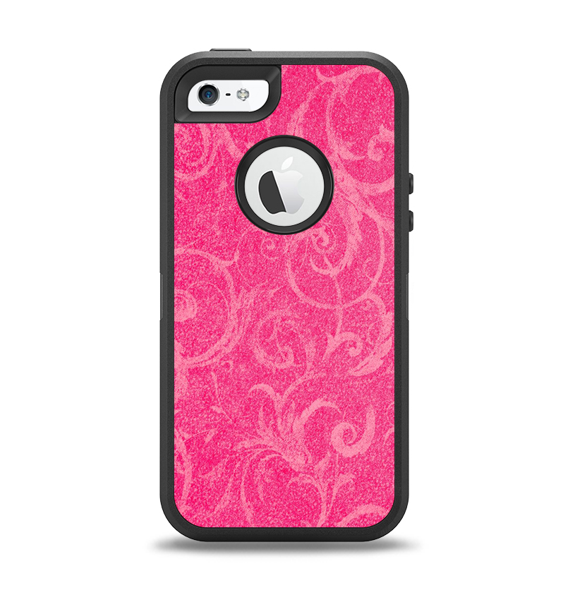 The Subtle Pink Floral Laced Apple iPhone 5-5s Otterbox Defender Case Skin Set