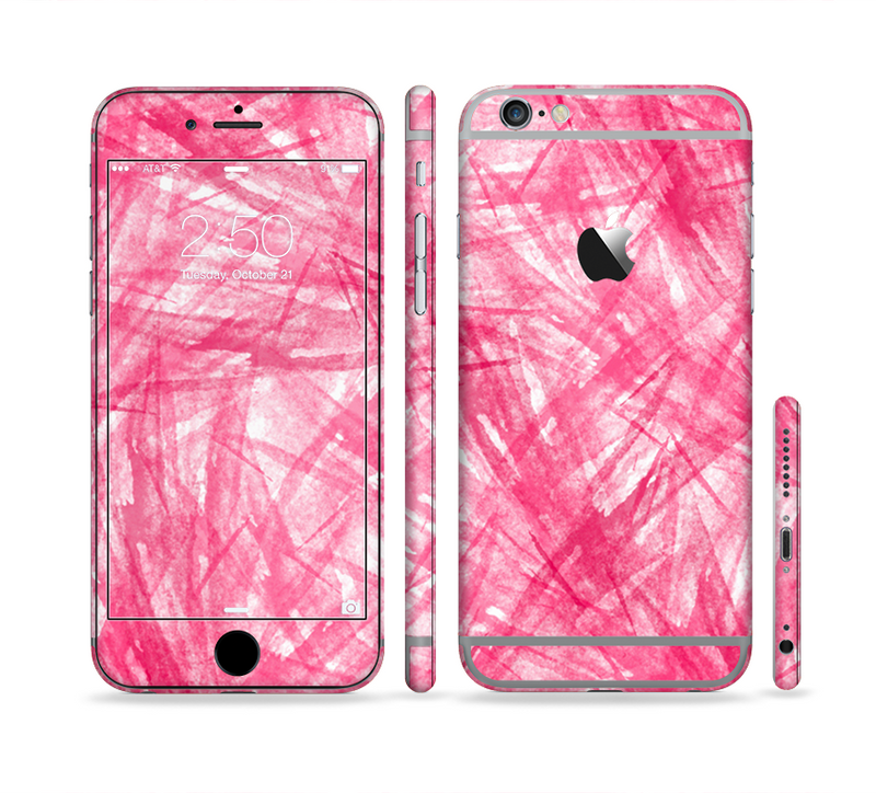 The Subtle Pink Watercolor Strokes Sectioned Skin Series for the Apple iPhone 6/6s