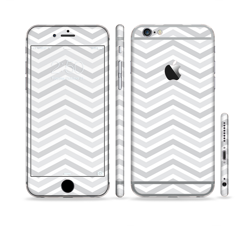 The Subtle Wide White & Gray Chevron Sectioned Skin Series for the Apple iPhone 6/6s
