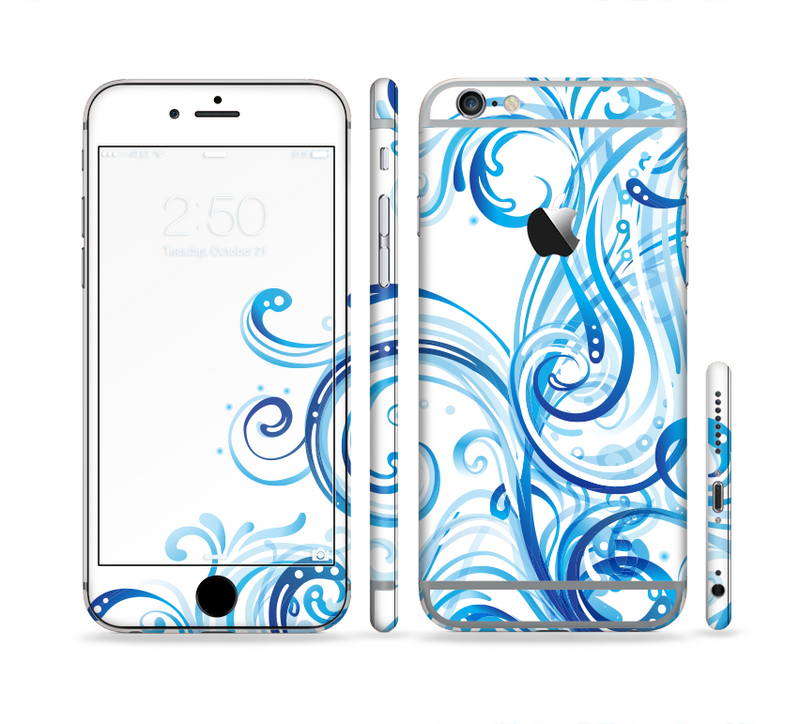 The Swirly Vector Water-Splash Pattern Sectioned Skin Series for the Apple iPhone 6/6s