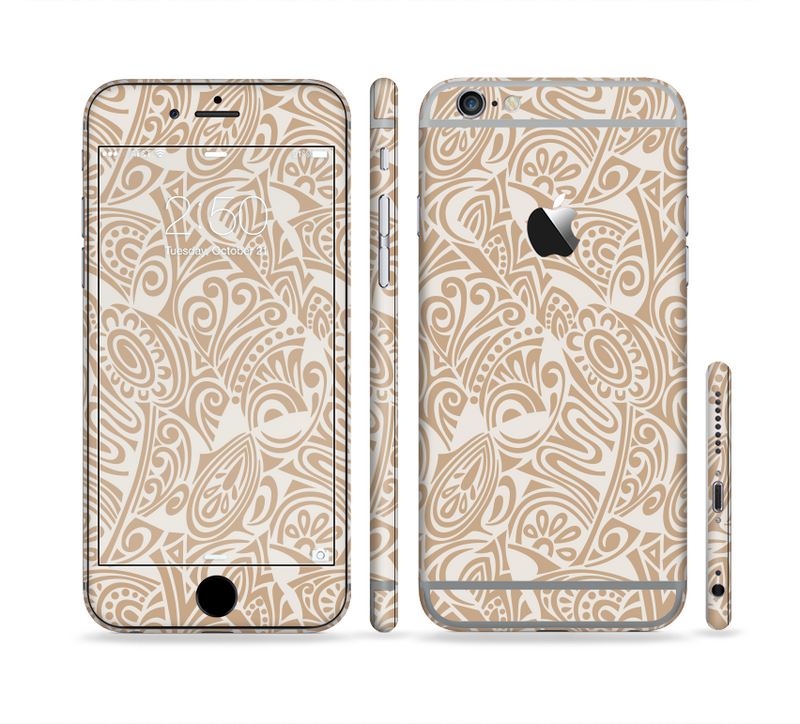 The Tan Abstract Vector Pattern Sectioned Skin Series for the Apple iPhone 6/6s