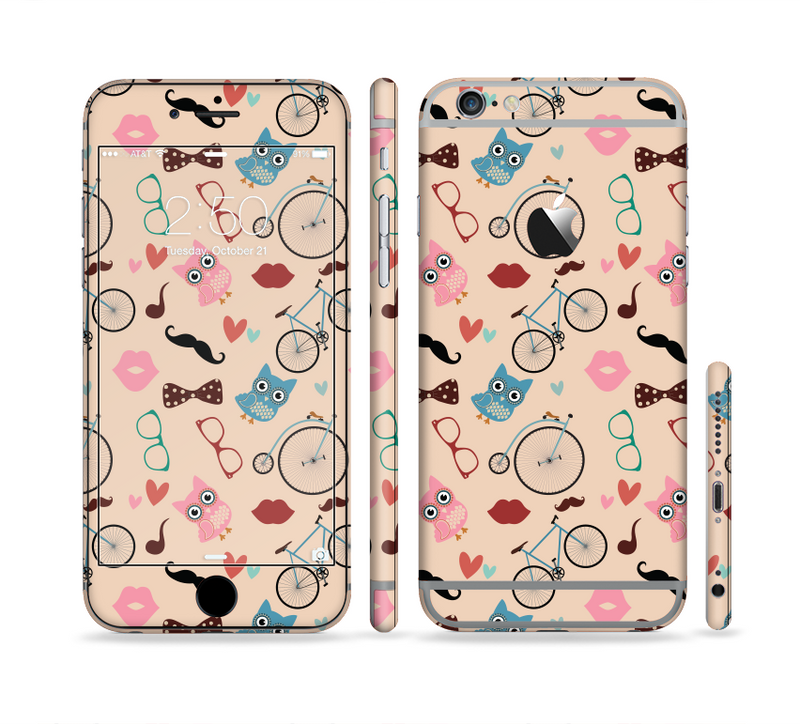 The Tan Colorful Hipster Icons Sectioned Skin Series for the Apple iPhone 6/6s