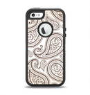 The Tan Highlighted Paisley Pattern Apple iPhone 5-5s Otterbox Defender Case Skin Set