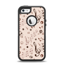 The Tan Music Note Pattern Apple iPhone 5-5s Otterbox Defender Case Skin Set