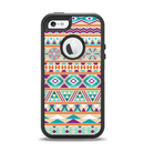 The Tan & Teal Aztec Pattern V4 Apple iPhone 5-5s Otterbox Defender Case Skin Set