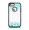 The Teal Blue & White Swirl Pattern Apple iPhone 5-5s Otterbox Defender Case Skin Set
